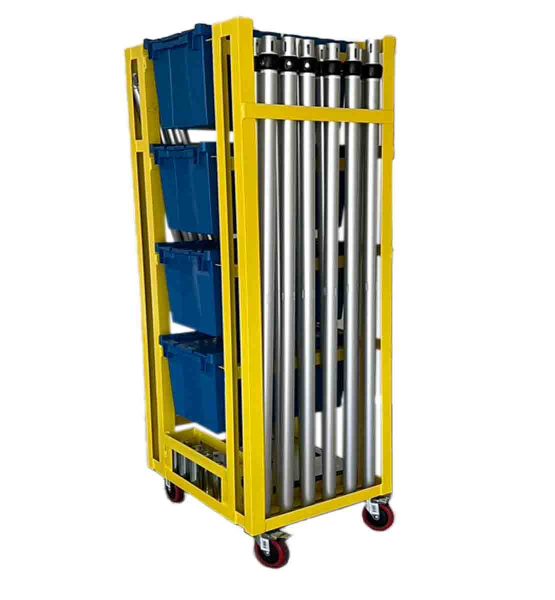 Pipe & Drape - Vertical Combo Cart with (4 pcs) Blue Reusable Storage Containers